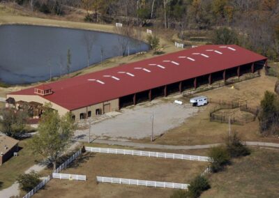 Large Horse Barn Red/Tan Overhead View