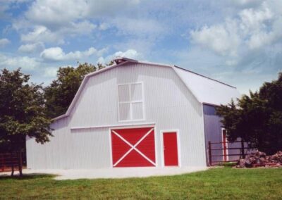 Metal Barn Gambrel Roof White/Red