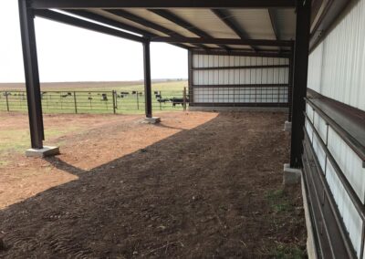 Metal Cattle Shed Open Tan/Brown Inside View