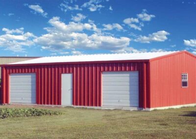 Metal Garage 2-Door Red-White