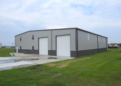 Metal Recreational Storage Building Tan-Brown 2-Door Rear View