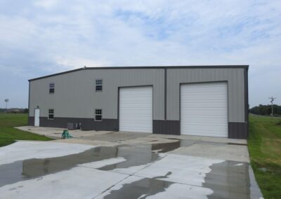 Metal Recreational Storage Building Tan-Brown 2-Door Rear Zoom