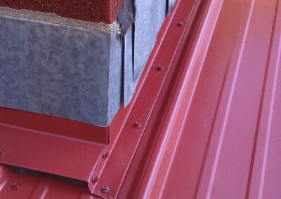 Metal Roof Joint Home Red Closeup