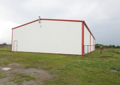 Metal School Building-Storage White-Red Side View