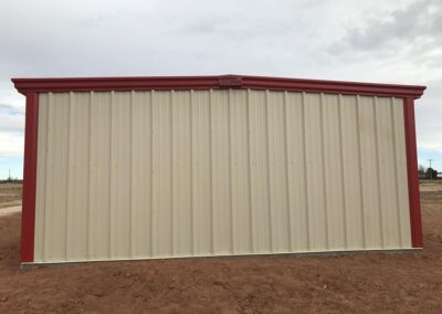 Metal Self Storage Building Facility Stone-Red End View