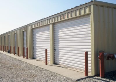 Metal Self Storage Building Facility Stone-Red Full Front View