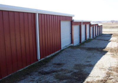 Metal Self Storage Building on Slope Red-White