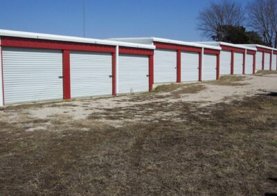 Metal Self Storage Building Uphill White-Red