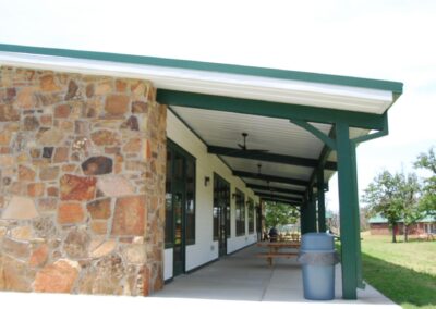 Metal With Rock Commercial Building Patio Cover
