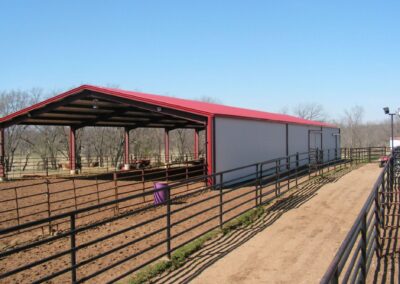 Open Metal Agricultural Building Tan/Red