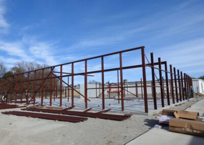 Red Iron Structural Steel Exterior View Wall Framing