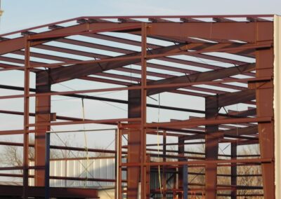 Red Iron Structural Steel Frame Angled View