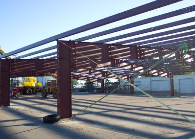 Red Iron Structural Steel Framing Construction View