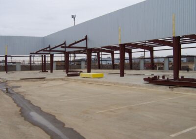 Red Iron Structural Steel Framing Facade Construction