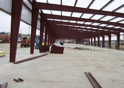 Red Iron Structural Steel Framing Interior View Construction
