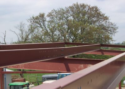 Red Iron Structural Steel Framing Roof Beams