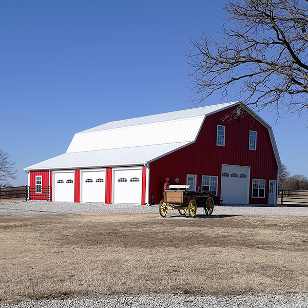 Metal Barn Gambrel Roof Red/White