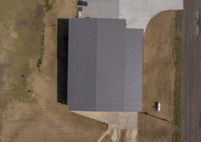 Metal Recreational Storage Building Tan-Brown Overhead View