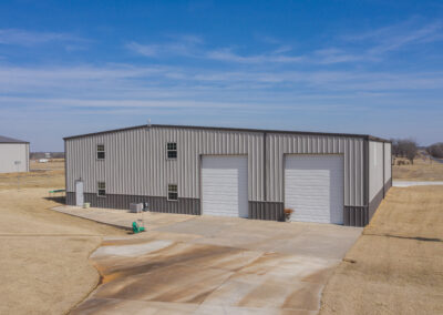 Metal Recreational Storage Building Tan-Brown Rear Angle View