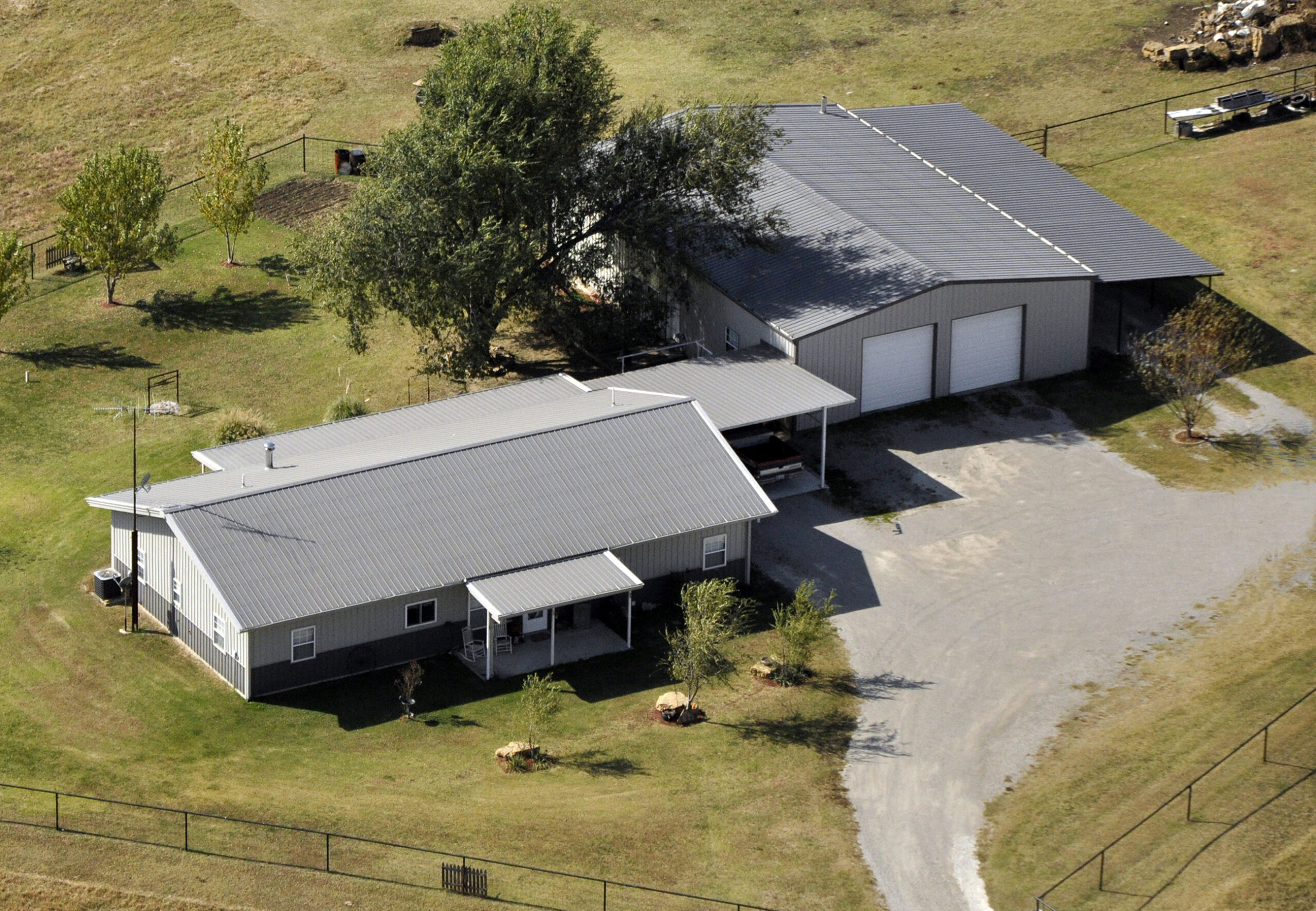 metal building homes aerial photo