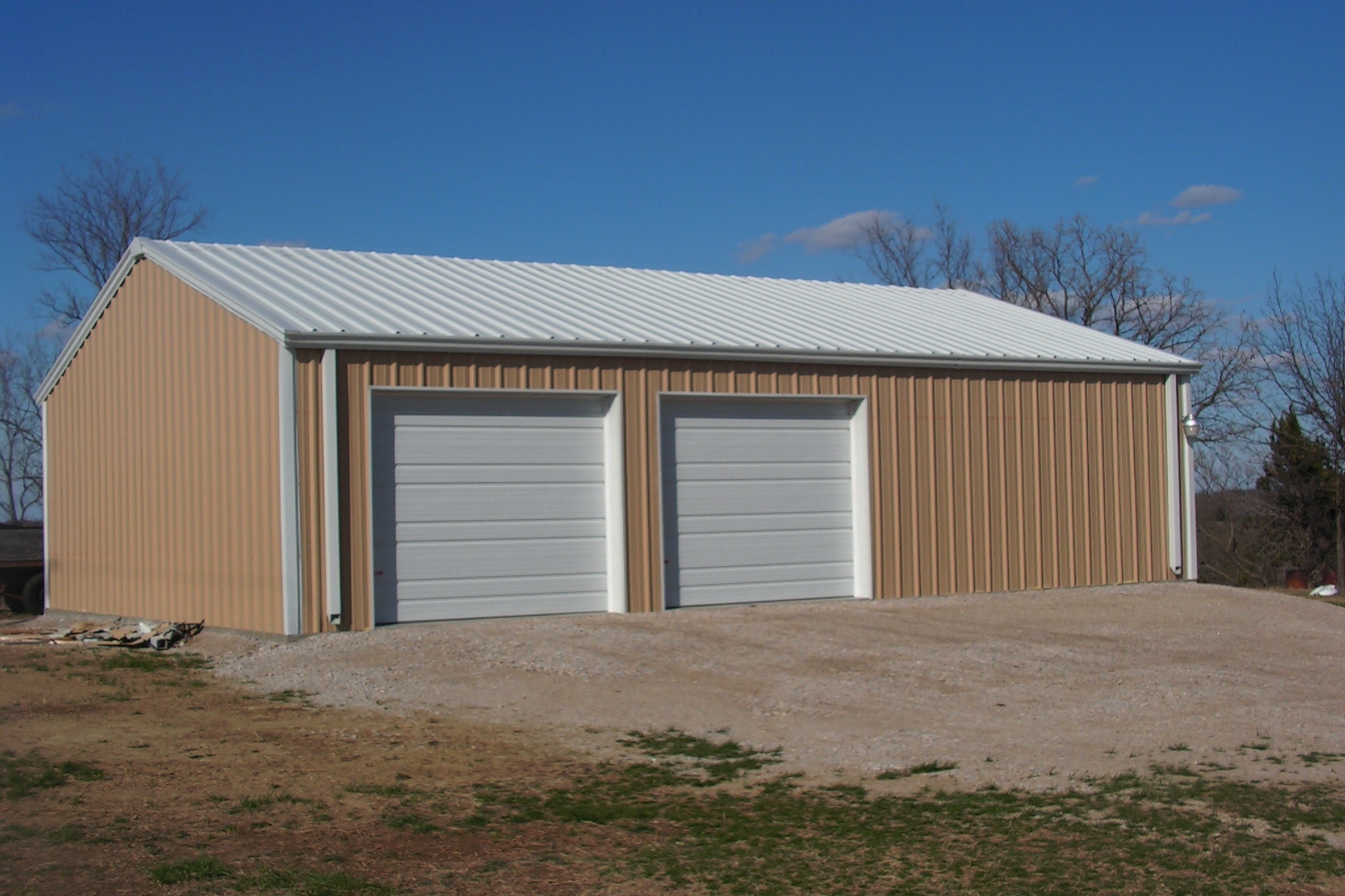 two-bay metal garage